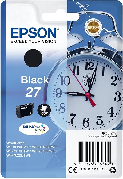 Epson 27 Black Alarm Clock Genuine DuraBrite Ultra Ink Cartridge Standard