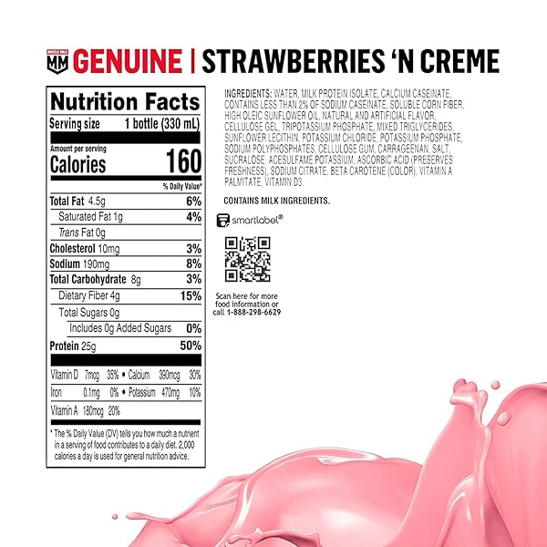 MUSCLE MILK GENUINE SHAKE, STRAWBERRY, 11.16 FL OZ BOTTLES (PACK OF 12)