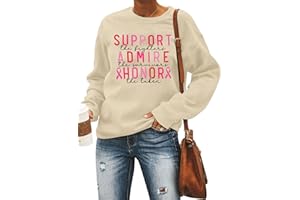 LUKYCILD Breast Cancer Sweatshirt for Women Pink Ribbon Breast Cancer Awareness Pullover Breast Cancer Long Sleeve Shirts