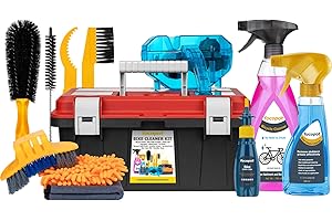 focopot Bike Cleaner Kit with Bicycle Cleaner(25 oz),Degreaser(10 oz),Oil Lubricant(2 oz),Cleaning Brush Tool,Bike Chain Cleaning kit to Clean and Lube Mountain/Road/MT/E Bike