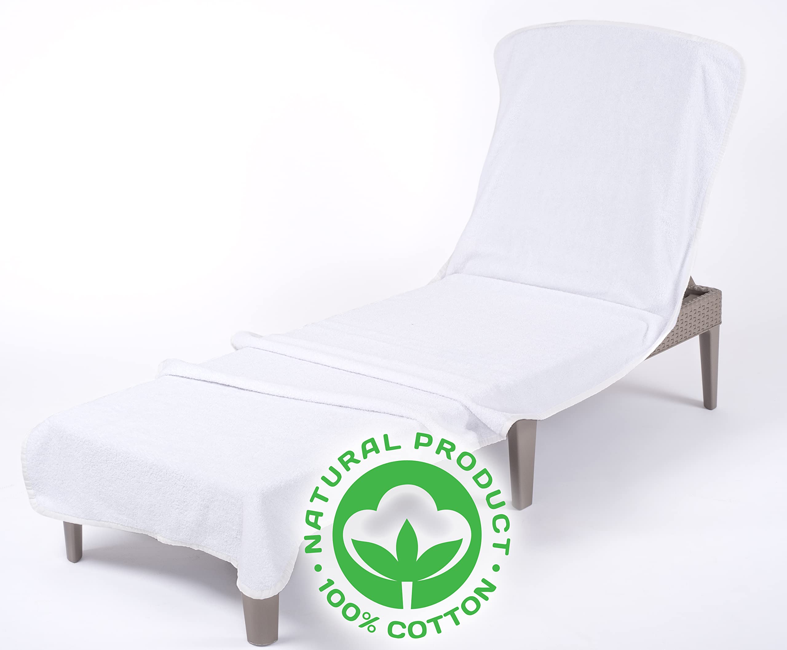 Photo 1 of American Soft Linen Chaise Lounge Covers with Pocket, 100% Cotton Pool Chair Lounge Towel, 86"x30" Oversized Beach and Pool Lounge Chair Towel, White