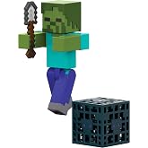 Mattel Minecraft Toys, Zombie Action Figure with Accessories, 3.25-inch Scale Collectible Set Inspired by the Video Game