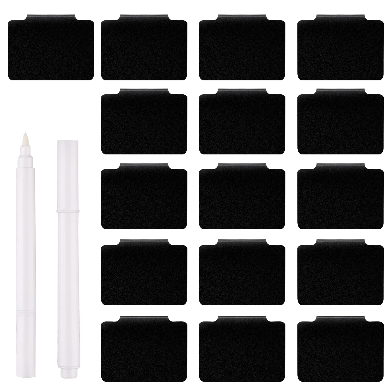 KINBOM 16pcs Labels for Storage Bins, Basket Labels Clip on for Storage Bins Chalkboard Label Holders with 2pcs Markers for Basket Pantry Organization Box