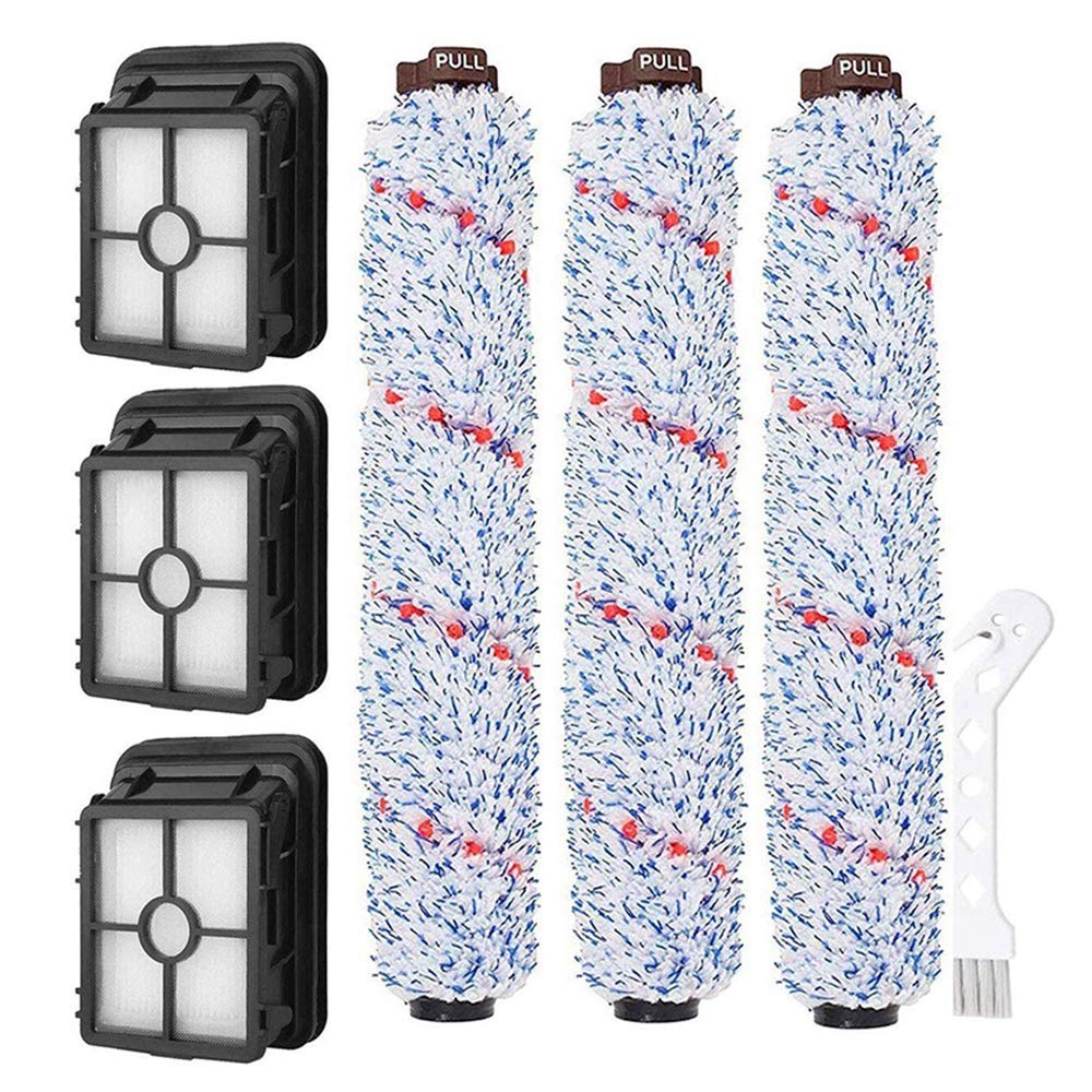 For Bissell CrossWave Vacuum Cleaner, 3 Pack Multi-Surface Brush Roll 1868 + 3 Pack Vacuum Filter 1866 + 1 Clean Brush, Compare to Part 1608683, 160-8683, 1608684