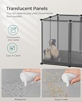 SONGMICS Pet Playpen with Floor Small Animal Enclosure 125 x 63 x 42 cm Grey view 5