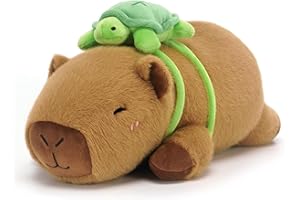 SQEQE Weighted Stuffed Animals Capybara Plush, Weighted Capybara Stuffed Animals with Turtle Backpack, Soft Pillow Toy for Kids Adults, Birthday Present 9.8 Inch, 0.8 Lb