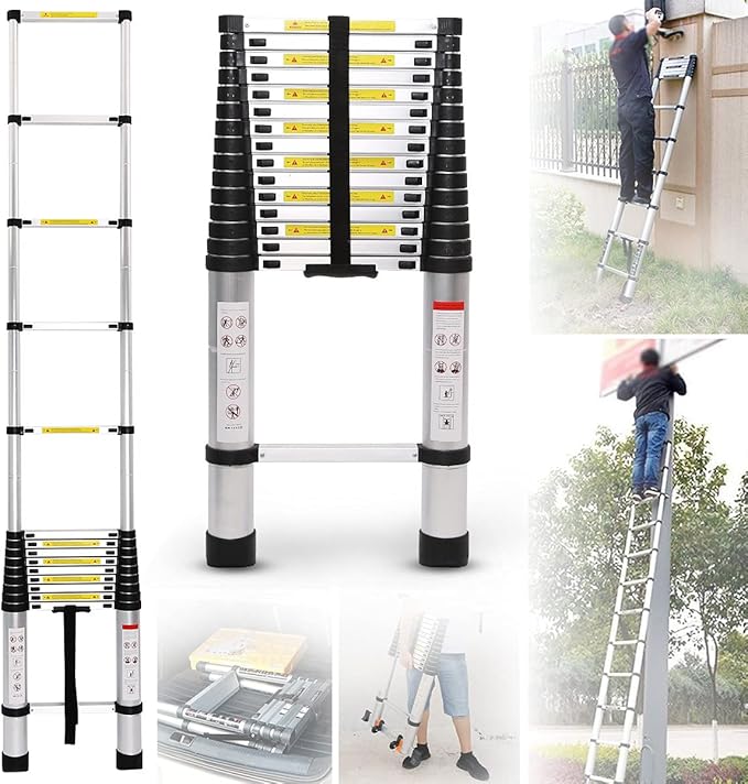 Folding Ladder Aluminum Telescopic Extension Ladders with Spring Loaded