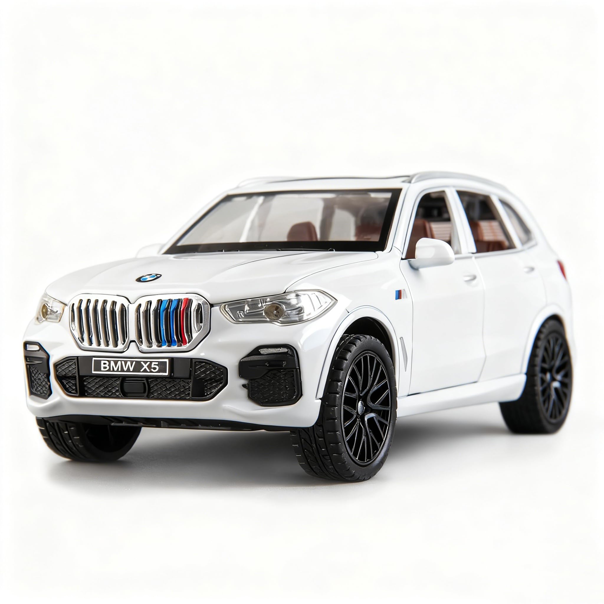 TGRCM-CZ 1/32 Compatible with BMW X5 SUV Model Car Toy, Diecast Alloy Pull Back Car Model with Light and Sound Toy Vehicles for Kids White