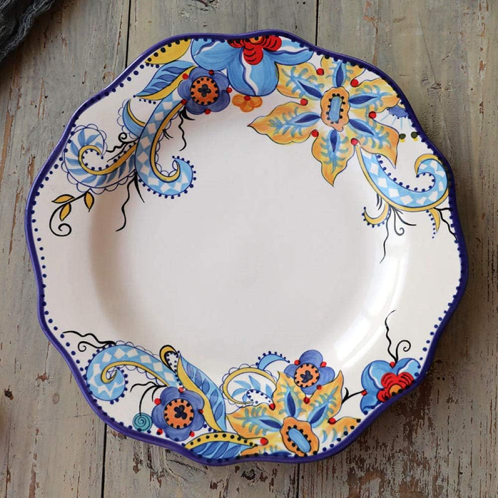 Powzz ornament Bohemian ceramic plate hand-painted boutique glaze color craft hanging plate decorative plate@Gaobao Road Market