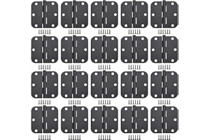 Allucky Matte Black Door Hinges 20 Pack 3x3 Inch Interior Black Hinges for Doors Rounded 5/8" Radius Corners Iron Hinge Door 