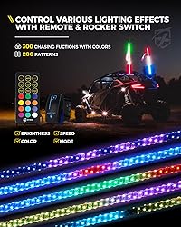 Xprite 2PC 3FT Spiral RGB LED Whip Light with