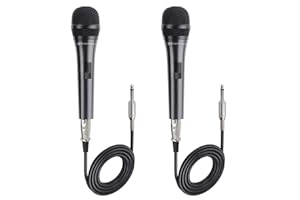 Cable Matters 2-Pack Cardioid Dynamic Vocal Microphones with 4.5m Cable, Wired Microphone for Singing/Singing Machine Microph