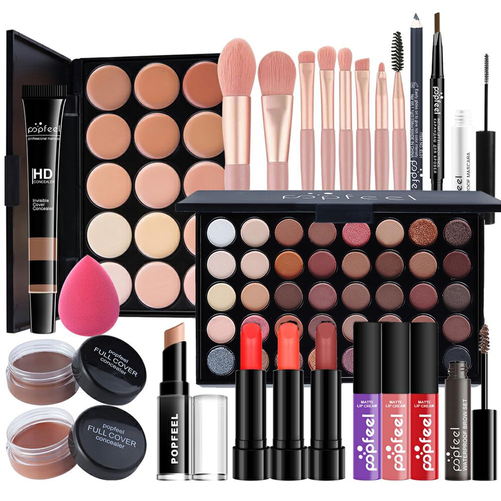 MKNZOME Makeup Set, 25 Pcs Makeup Kit for Women Full Kit, All-In-One Makeup Kit for Teenage Girls, Includes Eyeshadow Blush Lipstick Concealer etc, Pro Multi-purpose Essential Starter Bundle Set#1