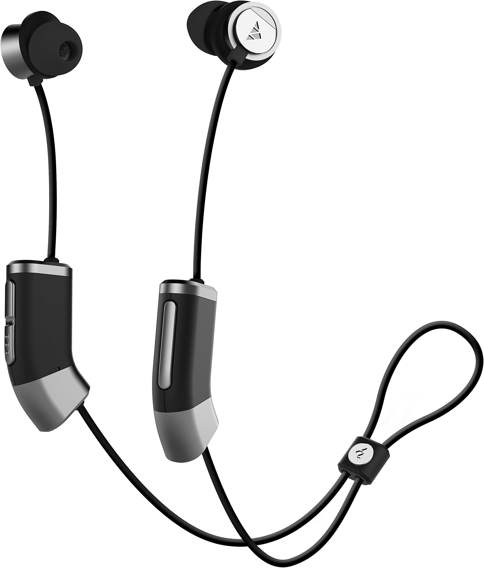 Zipbuds 26 Bluetooth Wireless Custom Fit in-Ear Headphones: HD Stereo Sound Waterproof Sweatproof 15-Hour Supercharged Battery (Black & Space Gray)
