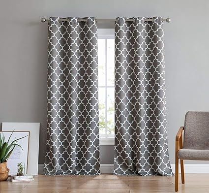 Amazon Com Hlc Me Lattice Print Thermal Insulated Room Darkening