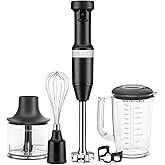 KitchenAid Variable Speed Corded Hand Blender with Accessories, Black Matte, KHBV83BM