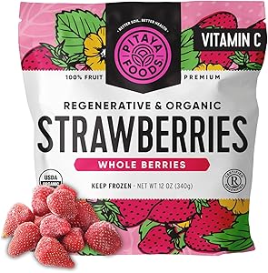 Pitaya Foods® Regenerative Organic Strawberries Whole Berries, Pre-Packaged Frozen Fruit, No Added Sugar or Preservatives, Go