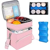 Jaffzora Breastmilk Cooler Bag with Ice Pack, Insulated Baby Bottle Tote Bags Fits 6 Baby Bottles Up to 9 Ounce, Double Layer Breastmilk Case