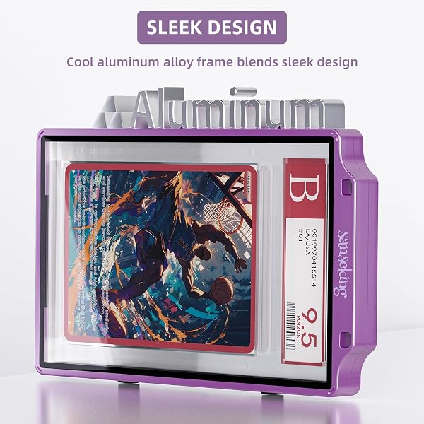 SANSEKING GRADED CARD GUARD CASE FOR BGS SLAB CASE FOR GRADED CARDS METAL MAGNETIC UV PROTECTION STACKABLE GRADED CARD SLAB GUARD GLASS DISPLAY BUMPER FIT RPA SLABS MAGS (LAVENDER,55PT)