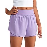 CRZ YOGA Girls Feathery-Fit Soft 2 in 1 Dolphin Athletic Shorts - Tennis Soccer Running Casual Liner Pockets Kids Teen