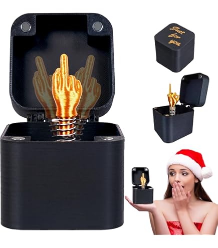 Boîte cadeau surprise « doigt d'honneur », boîte cadeau farceuse – Défi hilarant avec vis et surprise « doigt d'honneur », décoration de table interactive avec gag surprise pour Noël (H