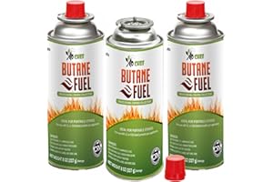 Jo Chef Butane Fuel Canister, 8 oz Butane Cylinder, Pure Refined Butane Gas for Camping Stove Or Use Directly with Brûlée Kitchen Blow Torch Head 3 Cans