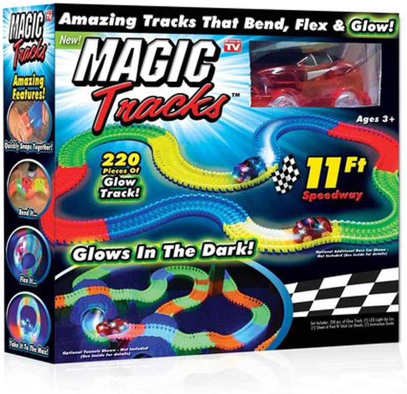 Passdeal Car Magic Tracks Bend Flex Night Glow Running Car Toy for Kids Gifting - 11 Feet