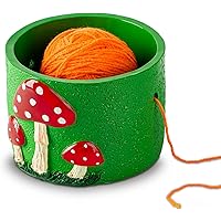 Flame Design Yarn Bowl With Crochet Hooks & Yarn - Complete Knitting Set