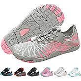 Hiking Footwear Barefoot Shoes Womens,Pro-Healthy&Non-Slip Water Shoe for Women Men, Wide Toe Running Shoes (PinkGreyA,11.5Women/10Men)
