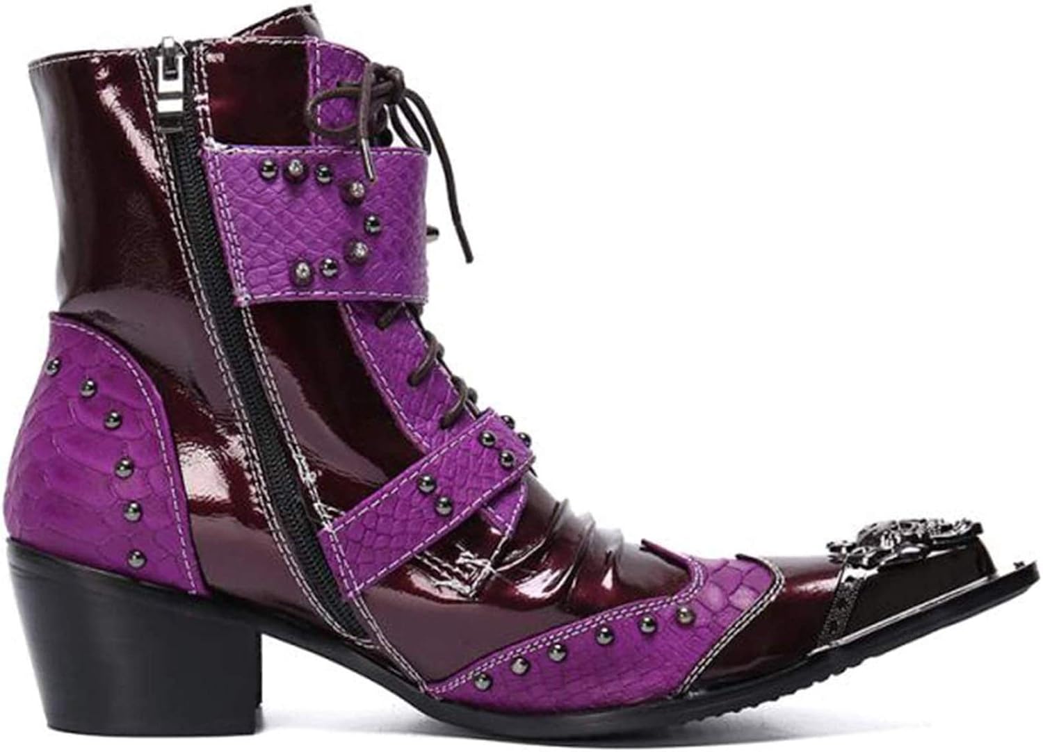 purple biker boots