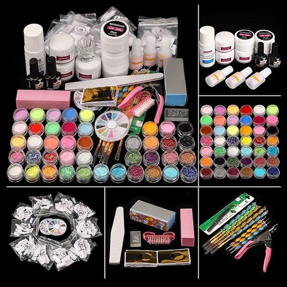 Morovan Shinny Glitter Acrylic Nail Kit Set,with Nail Flowers Monomer