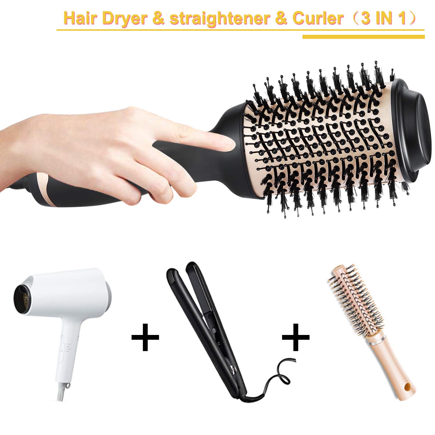 BEAUTIKEN Hair Dryer Brush, Hair Dryer & Volumizer Hot Air Styler Brush, 4 in 1 Multifunctional Blow Dryer Brush, Professional Negative Ion Anti-Frizz Hair Dryer Styler Brush : Beauty