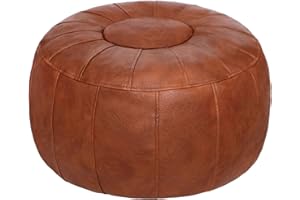 Thgonwid Unstuffed Moroccan Ottoman Pouf Cover, Ottoman Footstool Storage Solution, Bean Bag Chair, Foot Rest, Brown