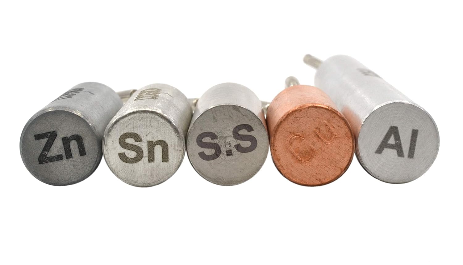 Specific Heat Cylinder Set -1.27cm Dia. Cylinders with Hooks and Identification stamps (Set of 5) - Eisco Labs - Image 4