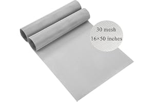 ovsor 30 Mesh Stainless Steel Mesh Roll - 2Pcs 16×50 inches (40.6×127cm) Professional Woven Wire Mesh, Sifting Screen Not Easy to Rust for DIY Project, Floor, Wall, Hole, Garden, Vent Cover