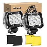 Nilight LED Light Pod with Yellow Black Covers 2PCS