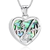 MFRZBVO Cremation Jewelry Guitar Heart Urn Necklace for Human Ashes for Women Men Abalone Shell Memorial Ashes Keepsake Pendant