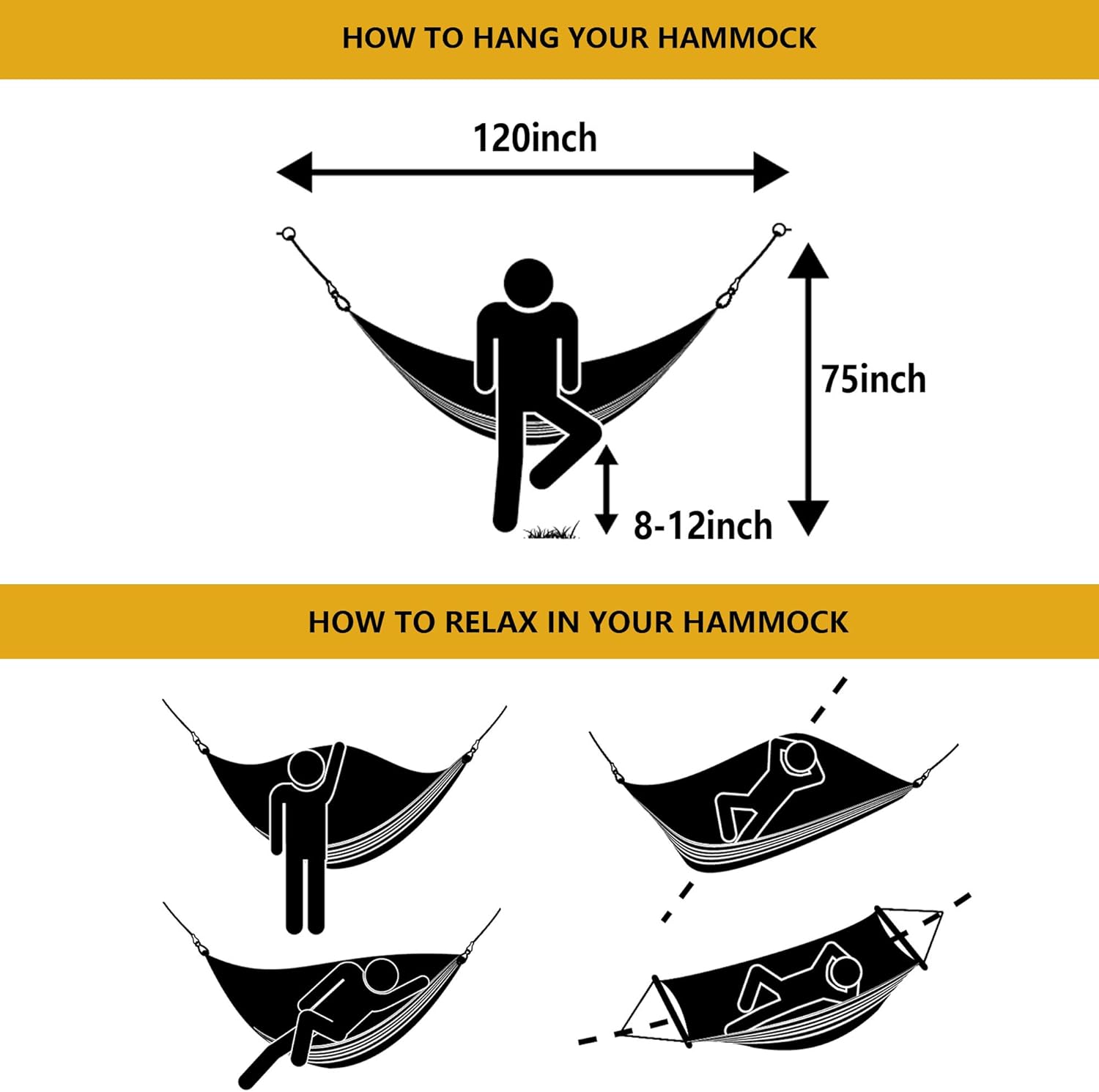 ROOITY Double Hammock Brazilian Hammocks with Portable Carrying Bag,Soft Woven Fabric, Up to 450 Lbs Hanging for Patio,Trees,Garden,Backyard,Porch,Outdoor and Indoor XXX-Large Brown&Grey Stripe: Sports & Outdoors