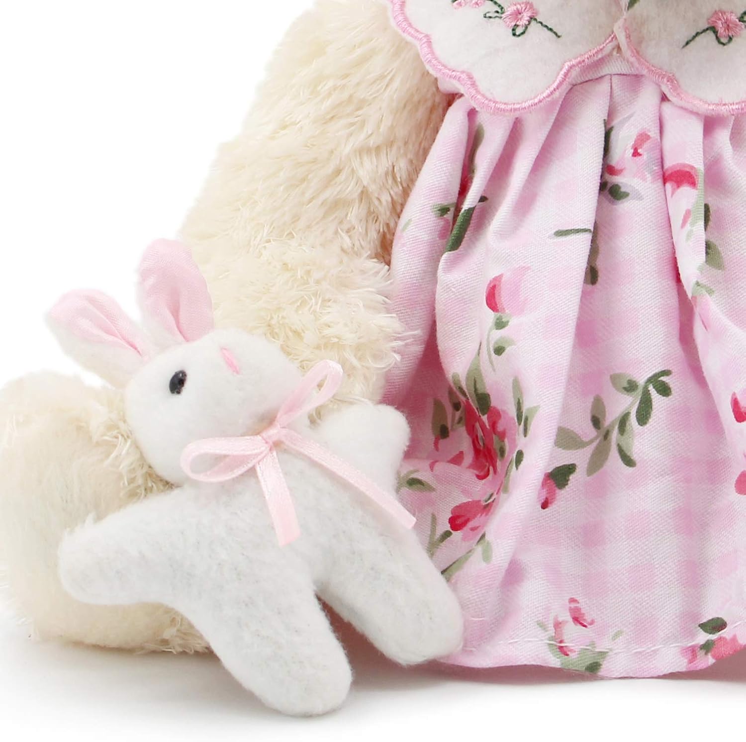Oitscute Small Baby Teddy Bear with Cloth Cute Stuffed Animal Soft Plush Toy 10" (Pink Dress with Rabbit): Toys & Games