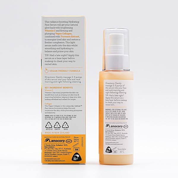 BY NATURE VITAMIN C + COLLAGEN FACE SERUM – RESTORE AND ENERGIZE TIRED SKIN WITH BRIGHTENING VITAMIN C, PLUMPING COLLAGEN, PLUS TEXTURE ENHANCING TURMERIC – PREMIUM SKIN CARE SERUM FOR FACE – 3FL. OZ.