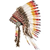 Novum Crafts Feather Headdress | Native American Indian Inspired | Choose Color