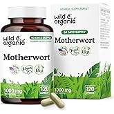 Wild & Organic Motherwort Capsules 1000 mg - Calmness & Women's Support - Natural Motherwort Supplement - 60 Days of Supply - 120 Vegan Herb Capsules - Non-GMO, Gluten-Free, No Additives