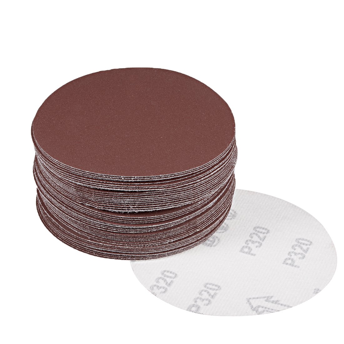 sourcingmap 50Pcs 5 inch Hook and Loop Sanding Disc 320 Grits Flocking Sandpaper for Random Orbit Sander