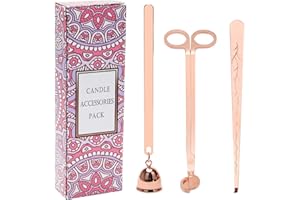 Luxiv 3 in 1 Candle Snuffer Set, 3P Candle Accessory Set with Candle Wick Trimmer, Candle Snuffer and Candles Wick Dipper Candle Cutter Kit for Candle Lovers with Gift Package (Rose Gold)