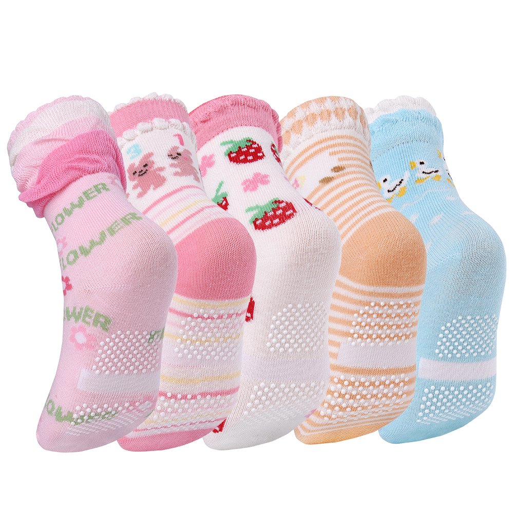 VBIGER 5/6/10 Pairs Toddler Boys and Girls Winter Socks Thick Warm Thermal Socks Cotton Socks Anti-Slip Grip Floor Stockings,Aged 0-5