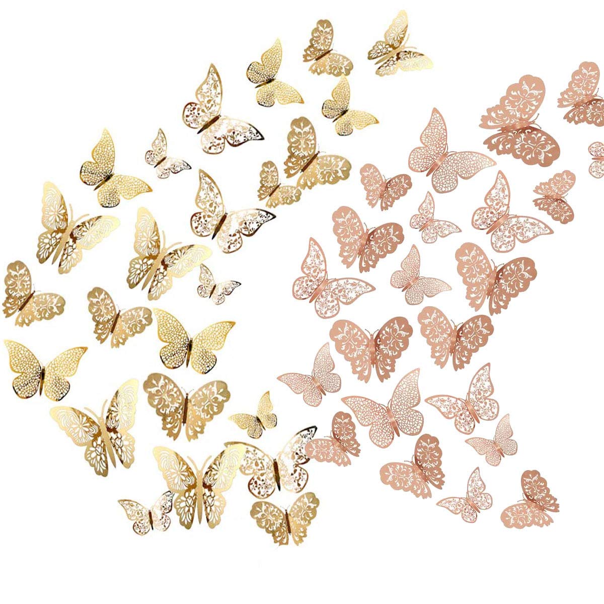 Allazone Butterfly Wall Stickers Wall Decal Decor Art Decorations Sticker Removable Hollow Butterfly 3 Sizes for Room Home Classroom Offices Bedroom Decor, 3 Colors (Style 2)