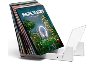 KAIU Vinyl Record Storage - Solid Wood with Crystal Clear Acrylic Holder - Premium Design, Perfect 12" Lps Or 7" Singles Disp