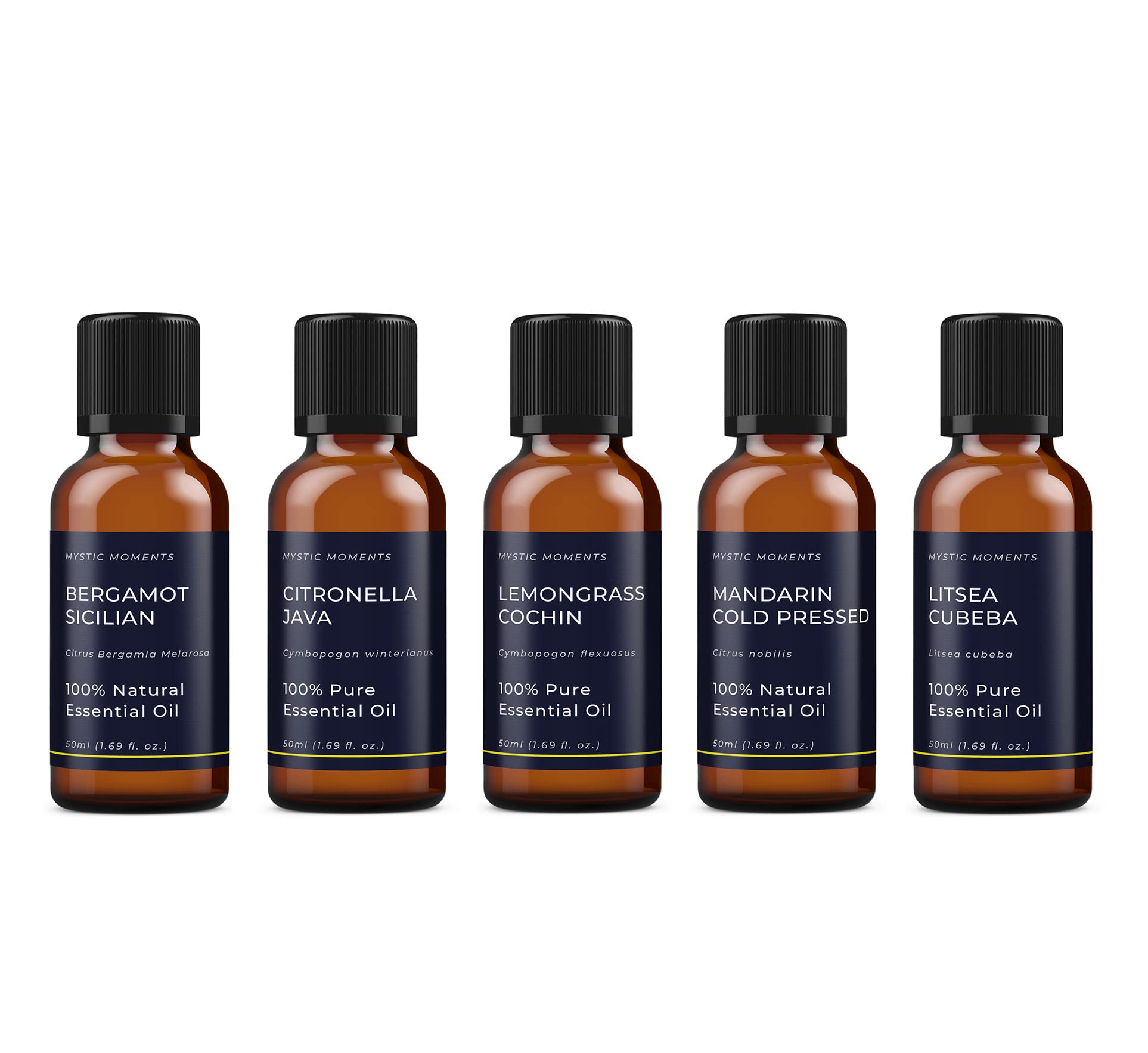 Mystic Moments | Citrus (Pack 2) Essential Oil Gift Starter Pack 5x50ml | Bergamot Sicilian, Citronella Java, Lemongrass Cochin, Litsea Cubeba, Mandarin Cold Pressed | Perfect as a Gift