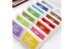 HIGHFUN Craft Ink Pad Stamps Partner Finger Ink Pads Washable Inks,15 Colors DIY for Rubber Stamps, Paper, Scrapbooking, Wood Fabric, Best Gift for Kids
