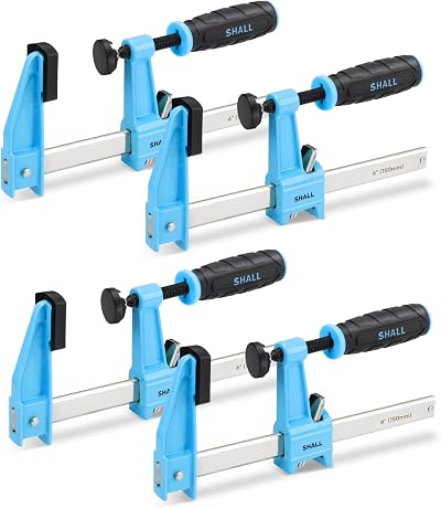 Shall 6-Inch Steel Bar Clamps Set 4-Pack Medium-Duty 600 Lbs F Clamps